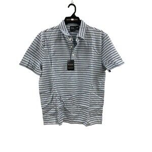 Jos. A. Bank Traveler Men's L Large Blue Striped 100% Cotton Polo Shirt NWT